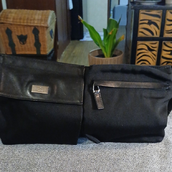 Authentic Gucci Vintage Waist Body Bag Purse Canvas Leather Black - Picture 1 of 16